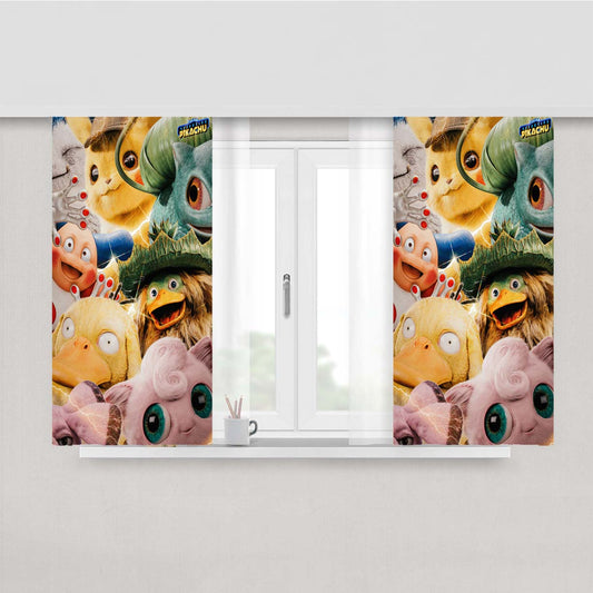 Pokemon Detective Pikachu Mons Peach Skin Window Curtains