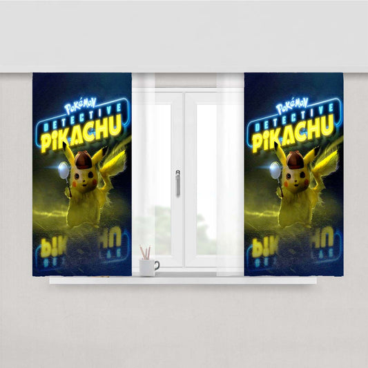 Pokemon Detective Pikachu Poster Canvas Peach Skin Window Curtains