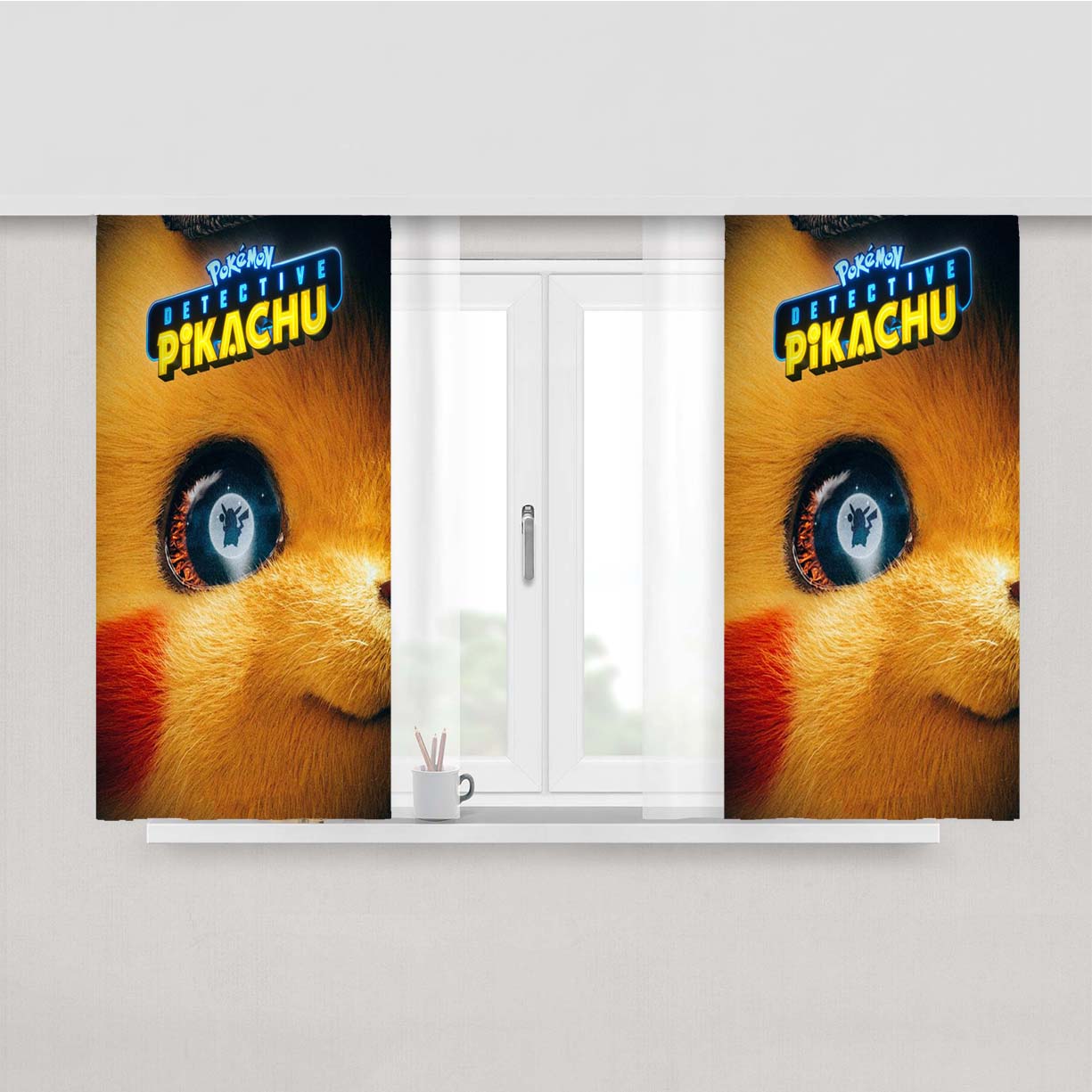 Pokemon Detective Pikachu Wallpaper Peach Skin Window Curtains