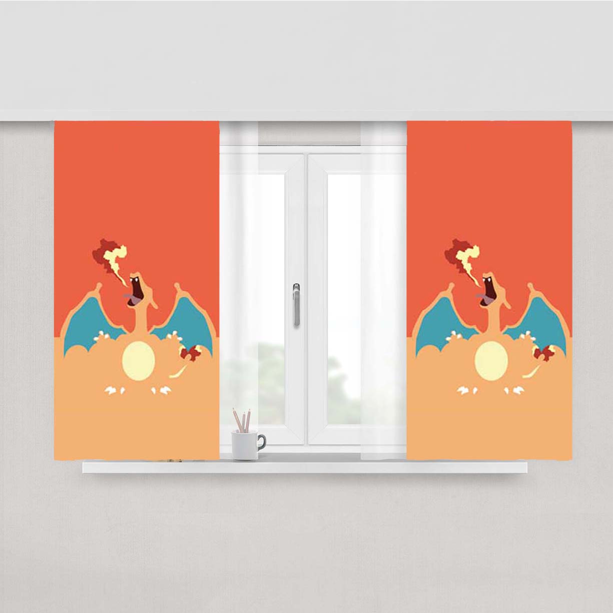 Pokemon Dragon Peach Skin Window Curtains