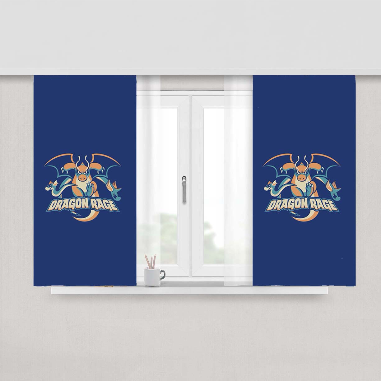 Pokemon Dragon Rage Peach Skin Window Curtains