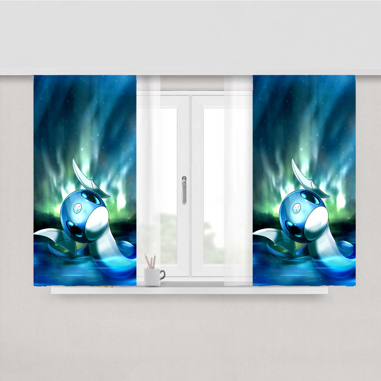 Pokemon Dratini Fan Art Night Peach Skin Window Curtains