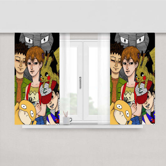 Pokemon Drawing Peach Skin Window Curtains