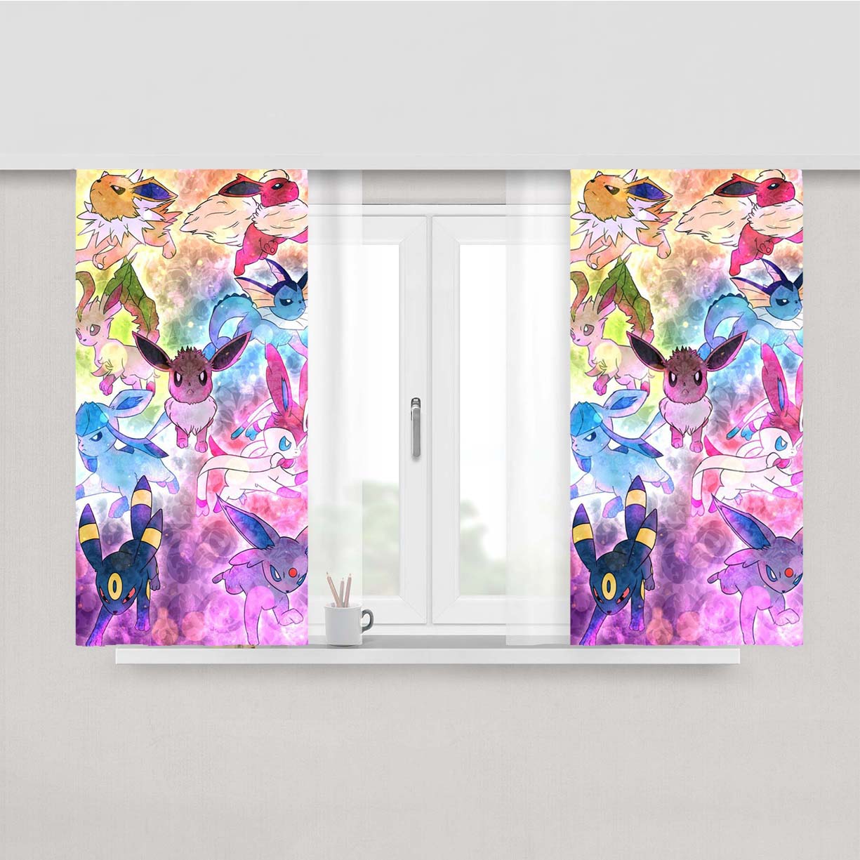Pokemon Eevee Collections Illustrations Peach Skin Window Curtains