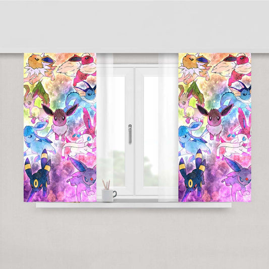 Pokemon Eevee Collections Illustrations Peach Skin Window Curtains