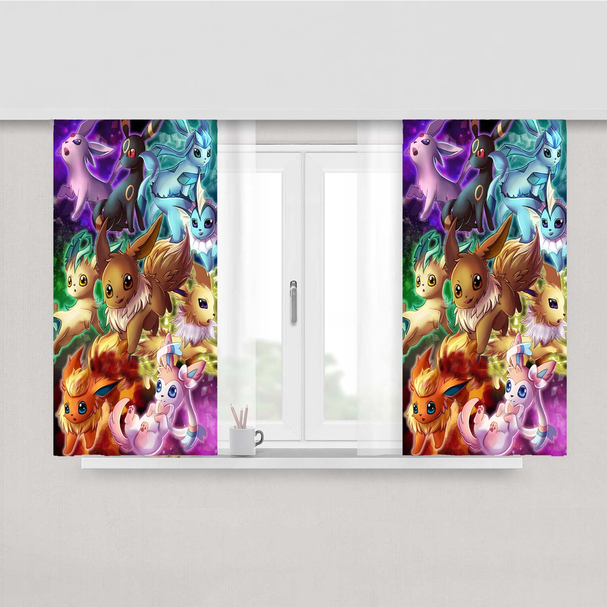 Pokemon Eevee Evolutions Fanart Peach Skin Window Curtains