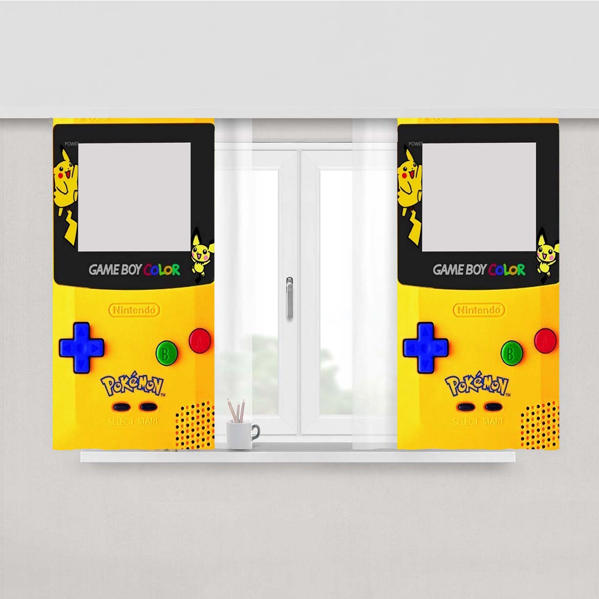 Pokemon Game Boy Color Pikachu Peach Skin Window Curtains