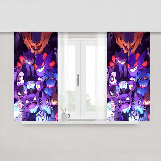 Pokemon Gastly Haunter Gengar Art Go Peach Skin Window Curtains