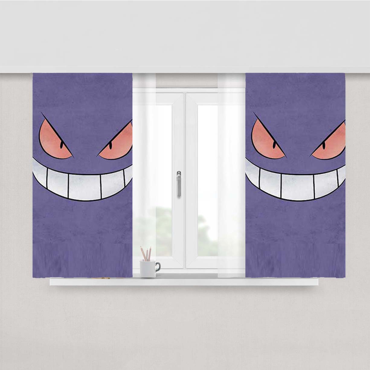 Pokemon Gengar Peach Skin Window Curtains