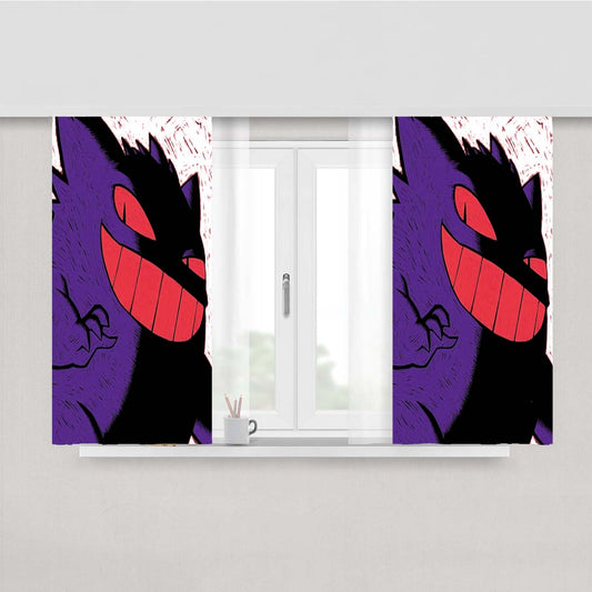 Pokemon Gengar Smirk Peach Skin Window Curtains