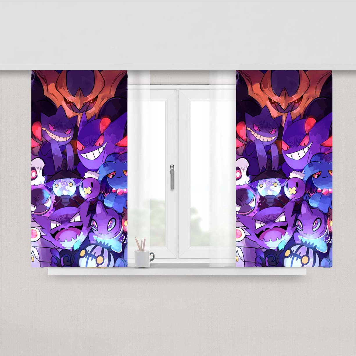 Pokemon Ghost Collections Peach Skin Window Curtains