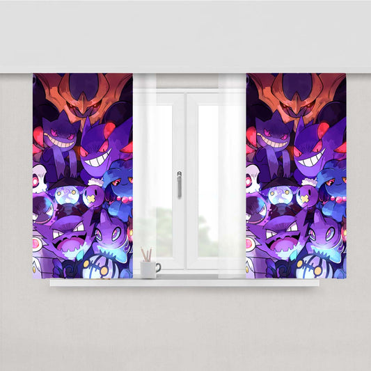 Pokemon Ghost Collections Peach Skin Window Curtains