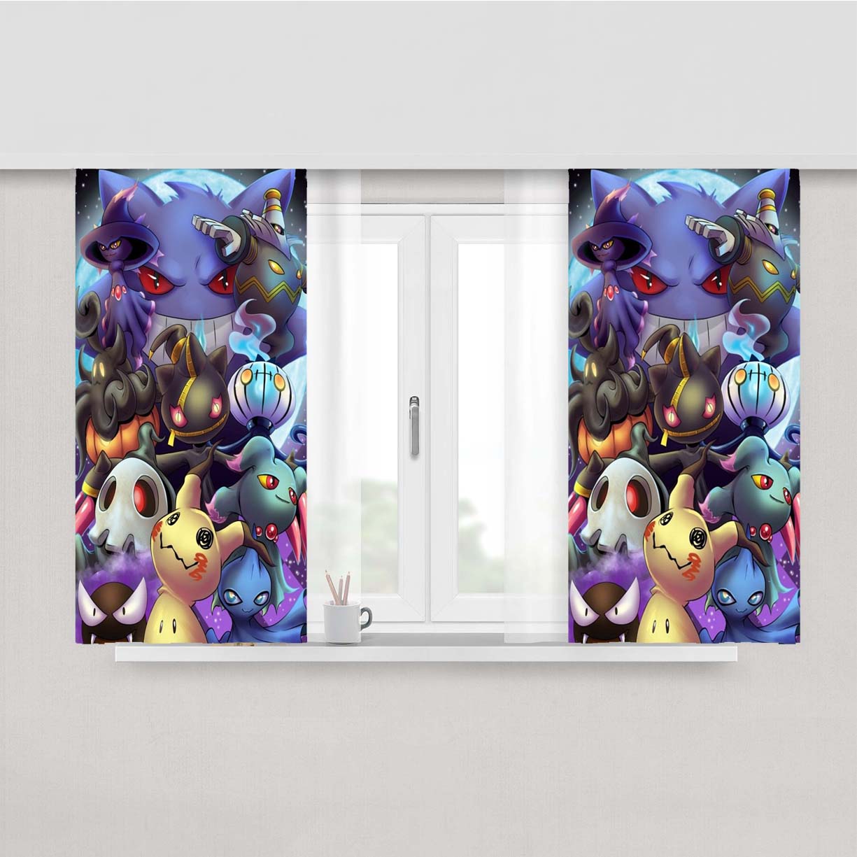 Pokemon Ghost Type Collections Peach Skin Window Curtains