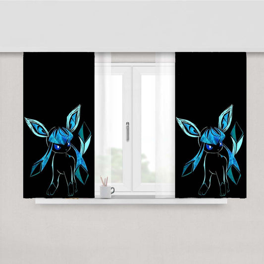 Pokemon Glaceon Night Silhouette Peach Skin Window Curtains