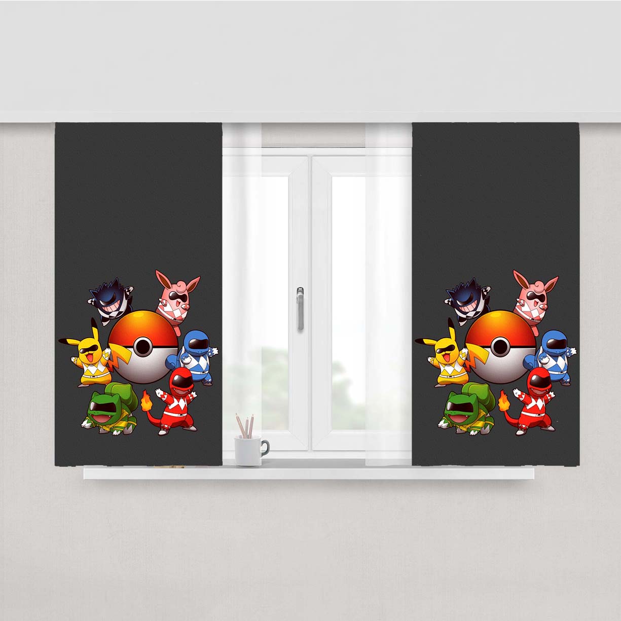 Pokemon Go Go Rangers Peach Skin Window Curtains