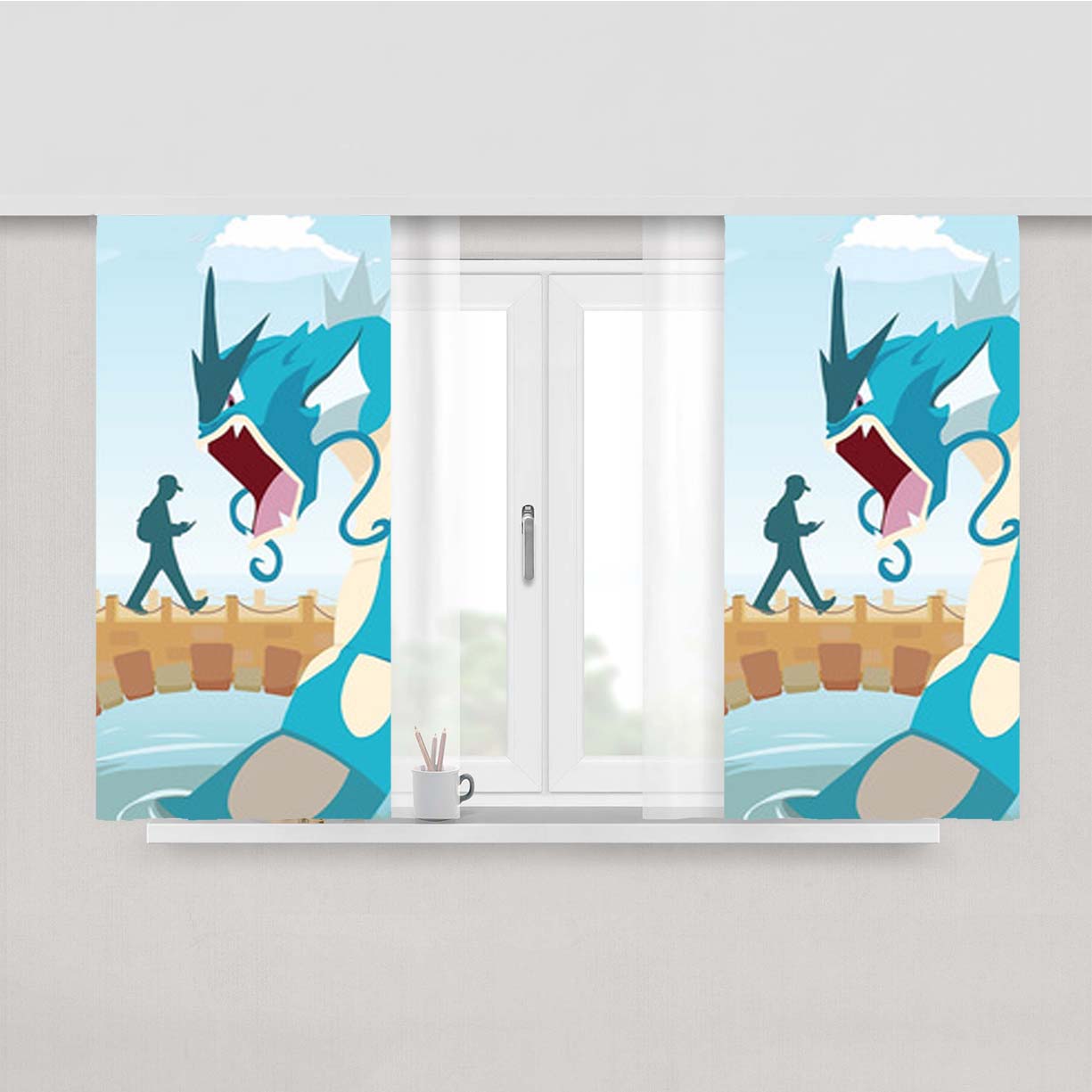 Pokemon Go Gyarados Loading Screen Peach Skin Window Curtains