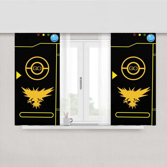 Pokemon Go Pokedex Team Instinct Black Peach Skin Window Curtains