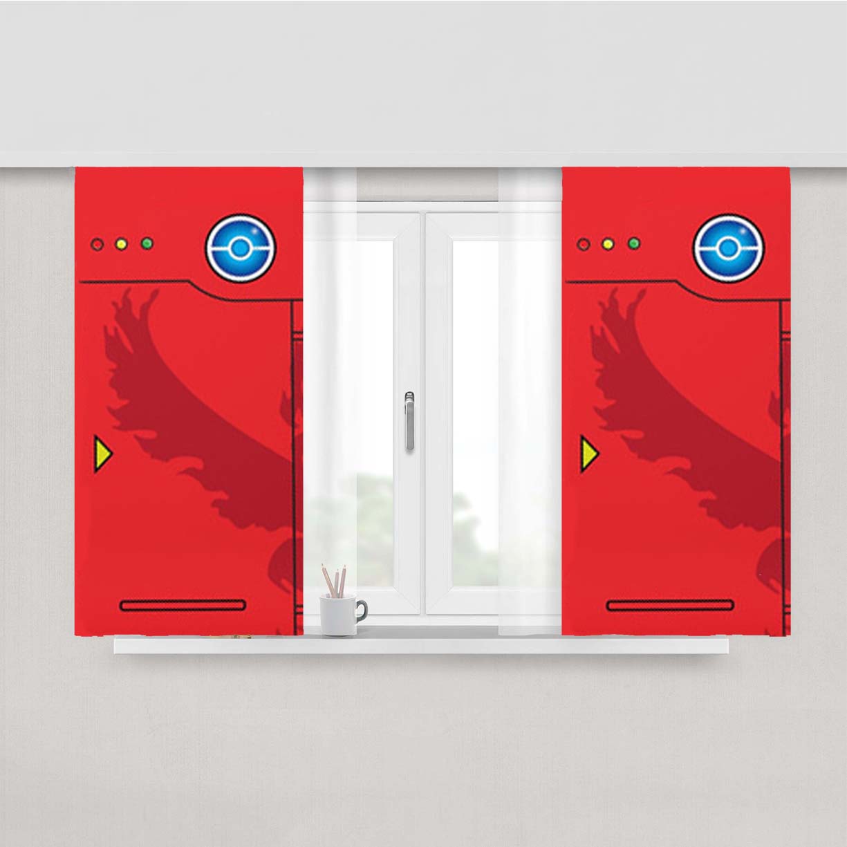 Pokemon Go Team Valor Pokedex Peach Skin Window Curtains
