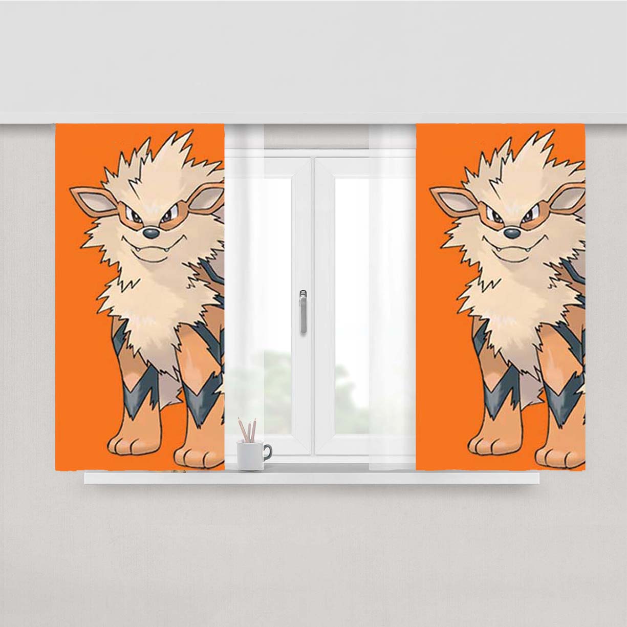 Pokemon Growlithe Peach Skin Window Curtains