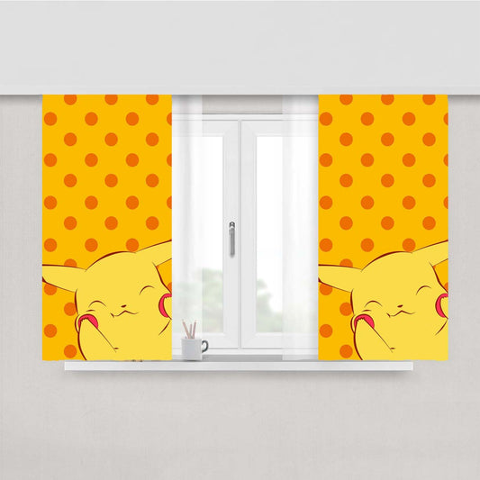 Pokemon Happy Pikachu Peach Skin Window Curtains