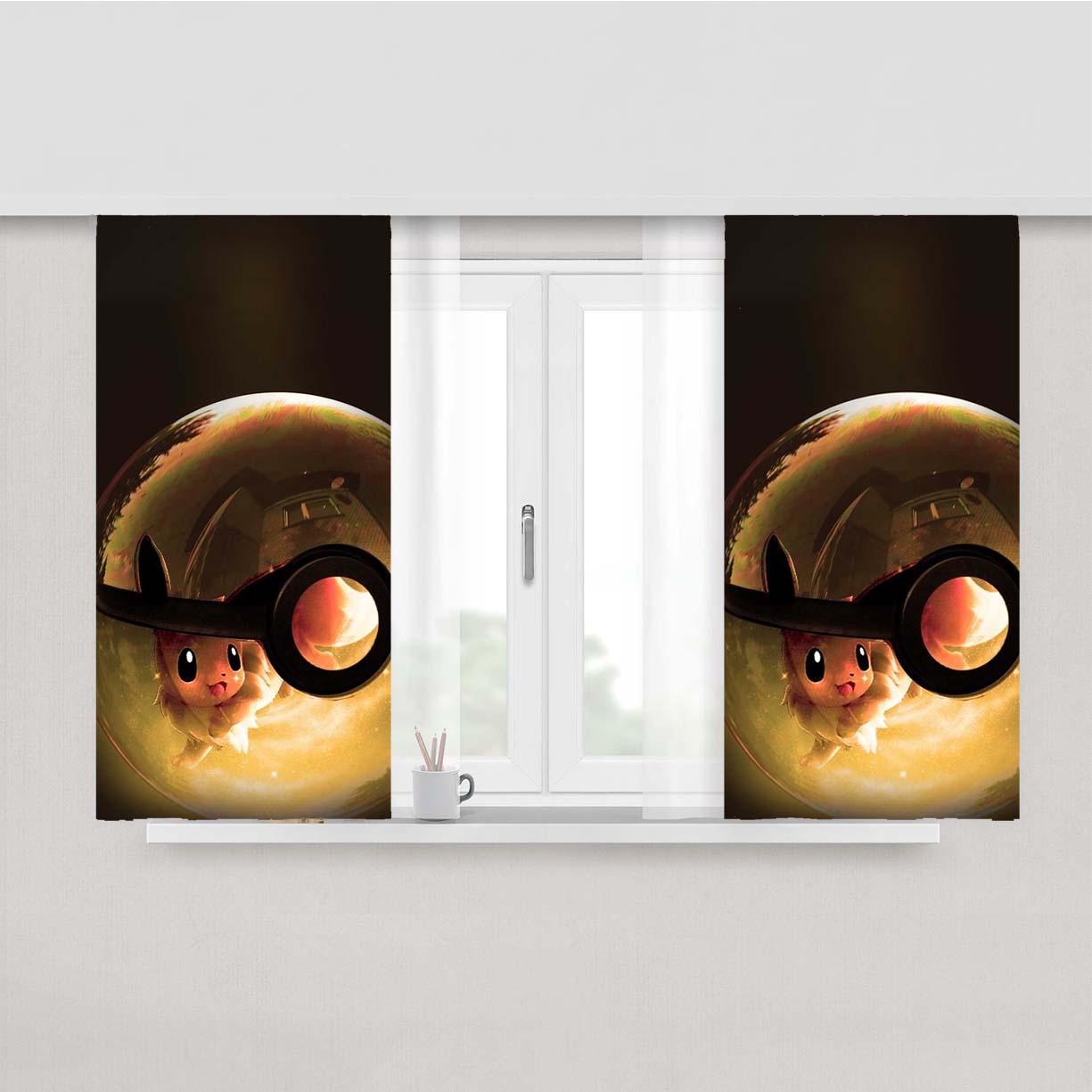 Pokemon In Ball Peach Skin Window Curtains