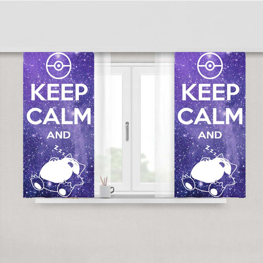 Pokemon Keep Calm And Snorlax Peach Skin Window Curtains