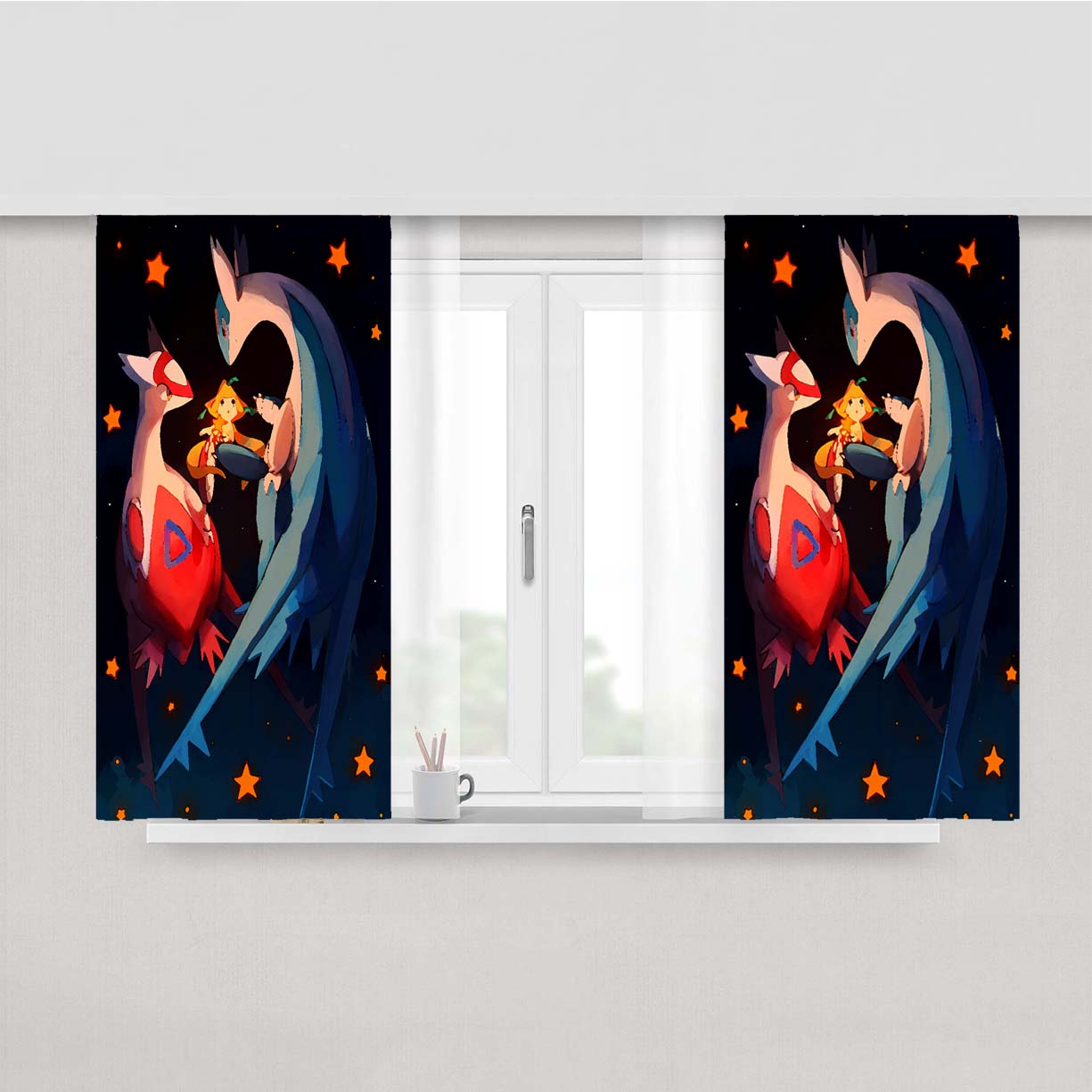 Pokemon Latias And Latios Peach Skin Window Curtains