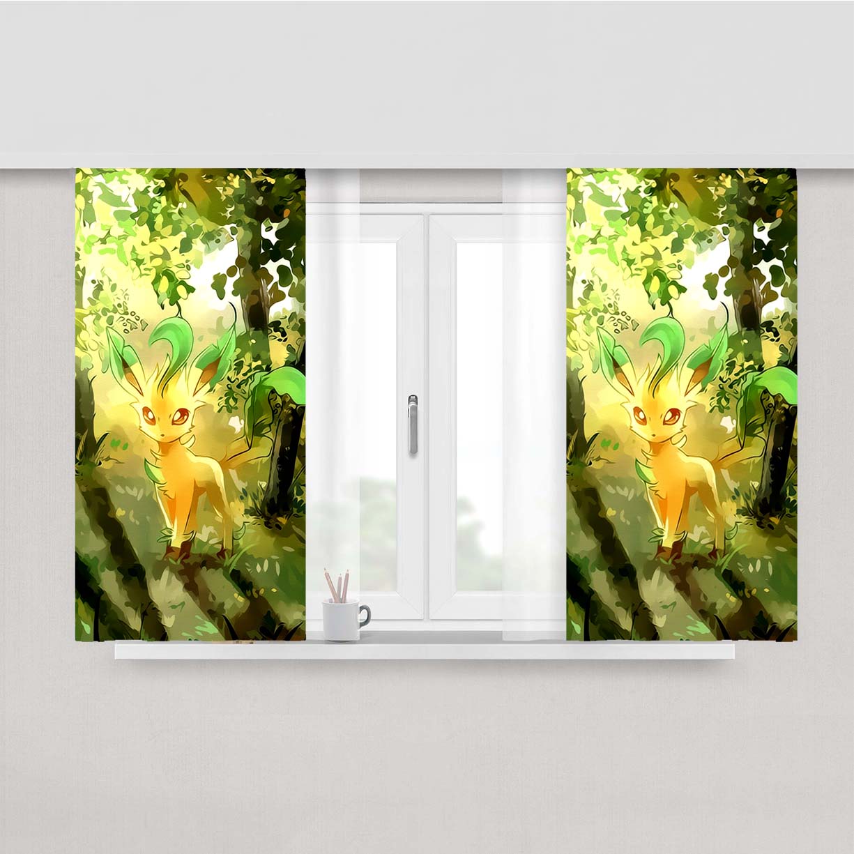 Pokemon Leafeon Peach Skin Window Curtains