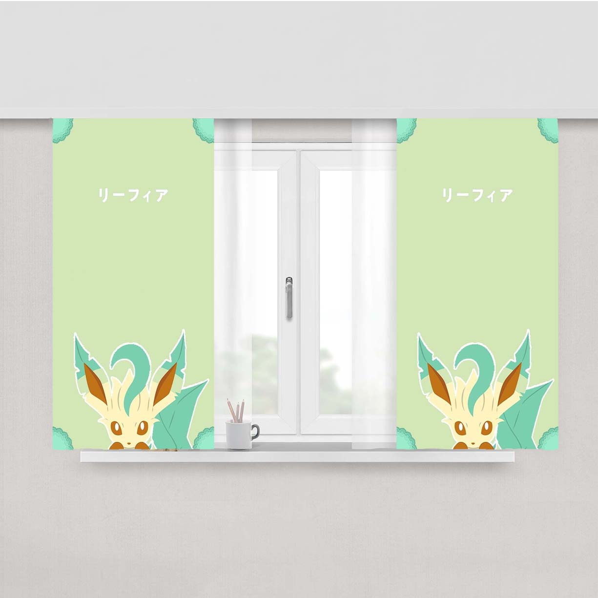 Pokemon Leafeon Art Peach Skin Window Curtains