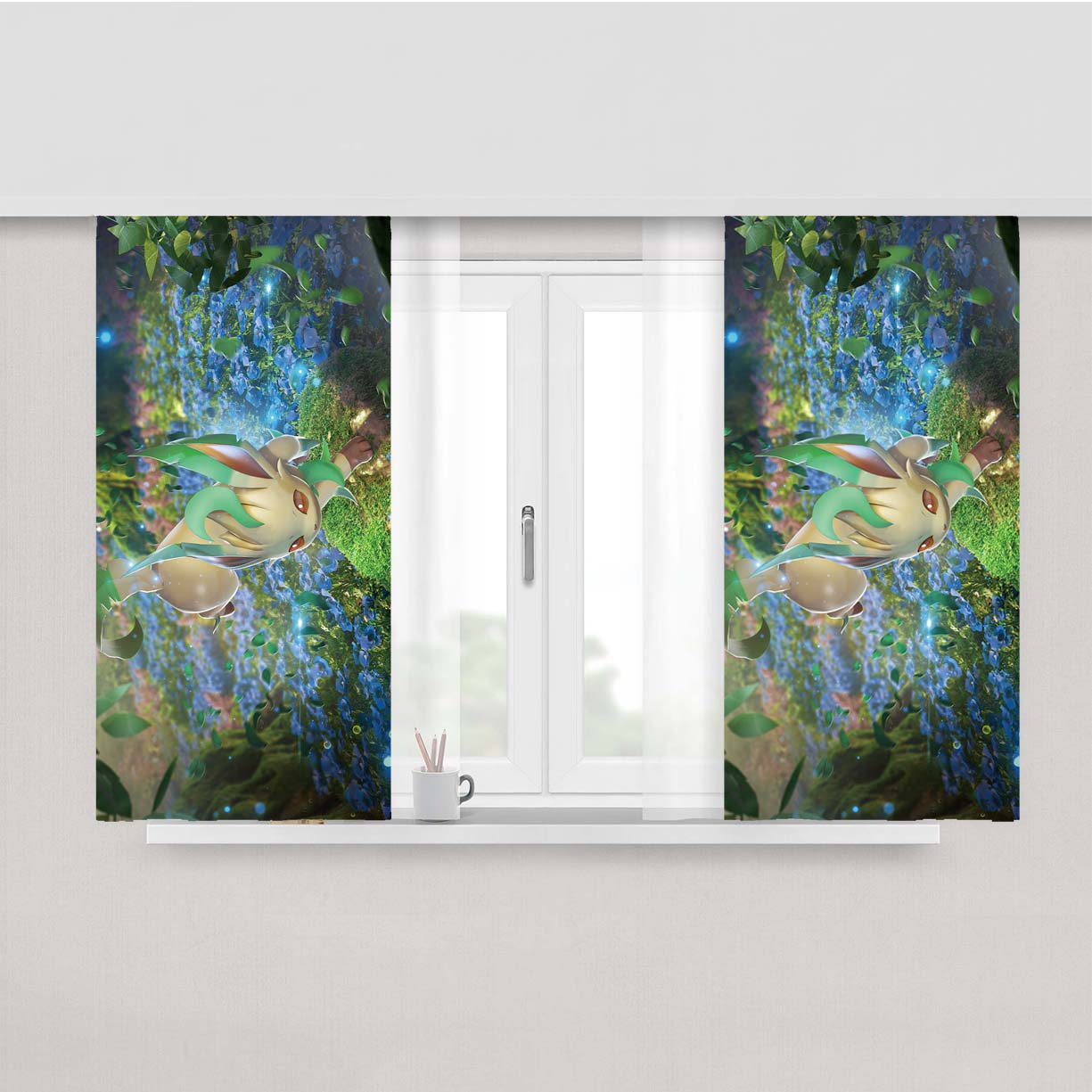 Pokemon Leafeon Wonderful Forest Peach Skin Window Curtains