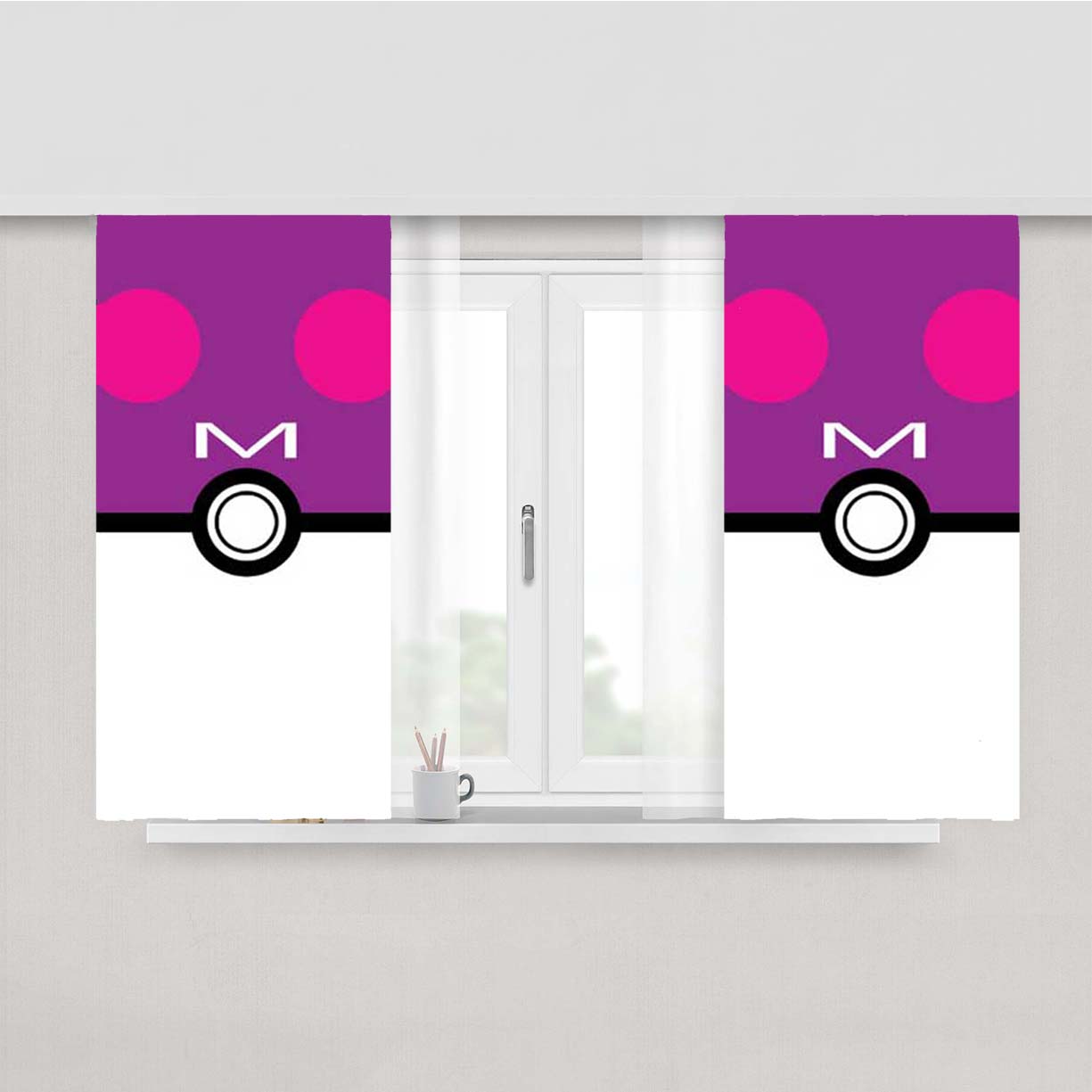 Pokemon Masterball Minimal Peach Skin Window Curtains