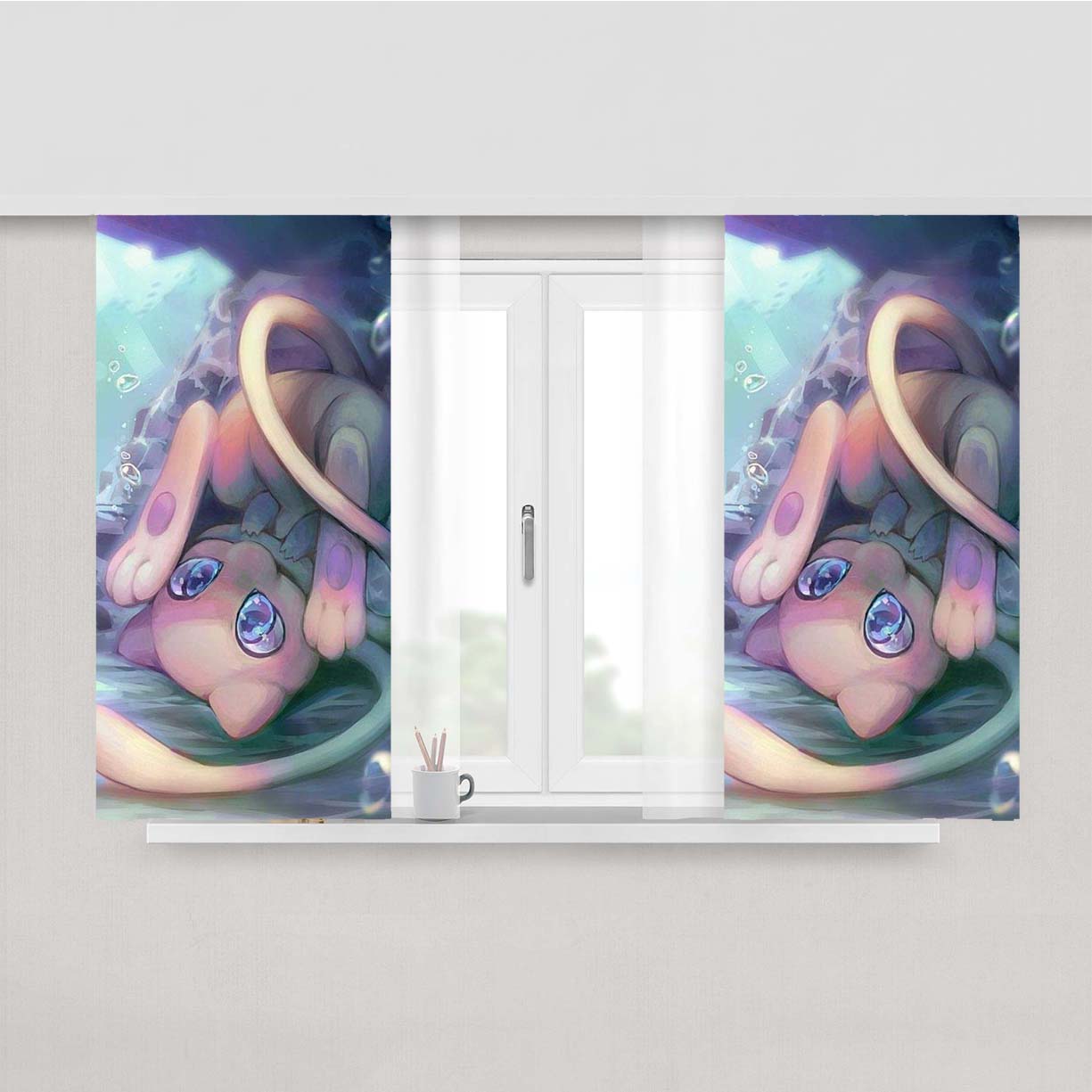Pokemon Mew Cute Peach Skin Window Curtains