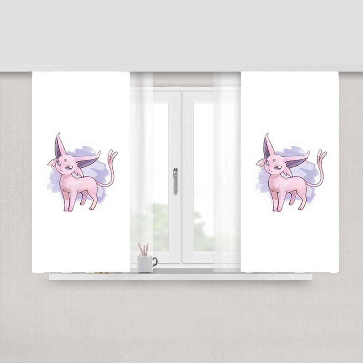 Pokemon Mewtu Peach Skin Window Curtains