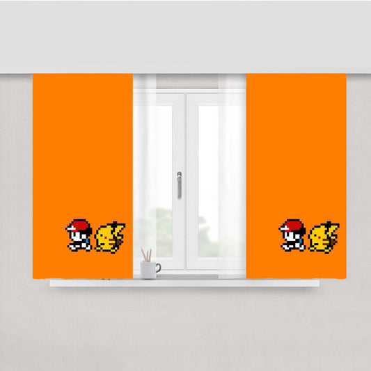 Pokemon Minimalist Pixel Art Peach Skin Window Curtains