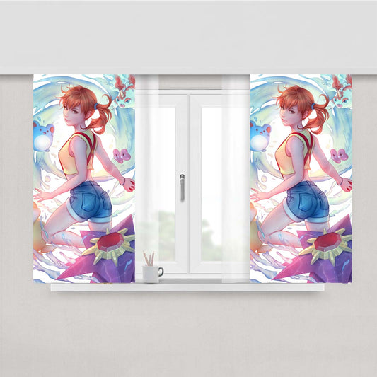 Pokemon Misty Art Peach Skin Window Curtains
