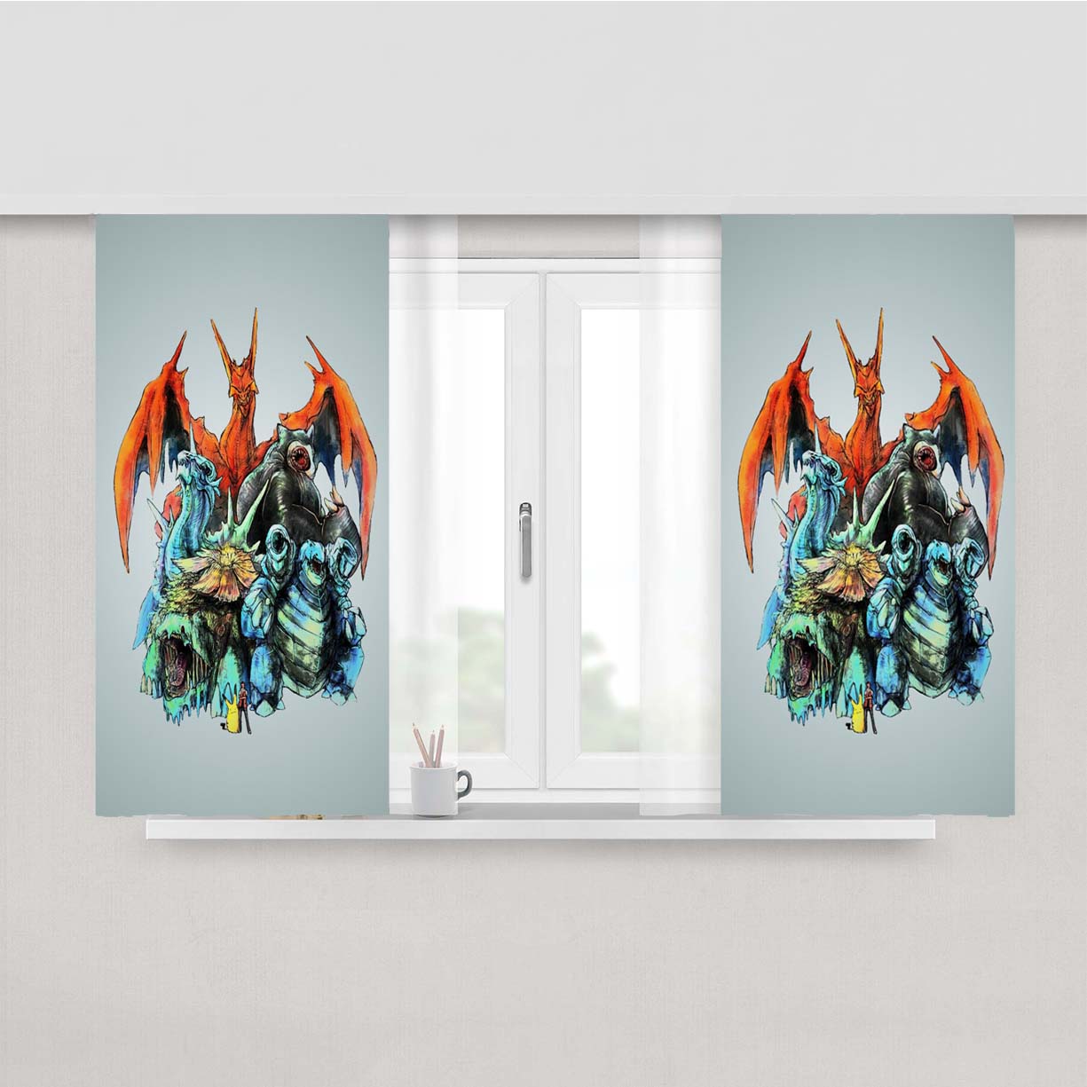 Pokemon Monsters Peach Skin Window Curtains