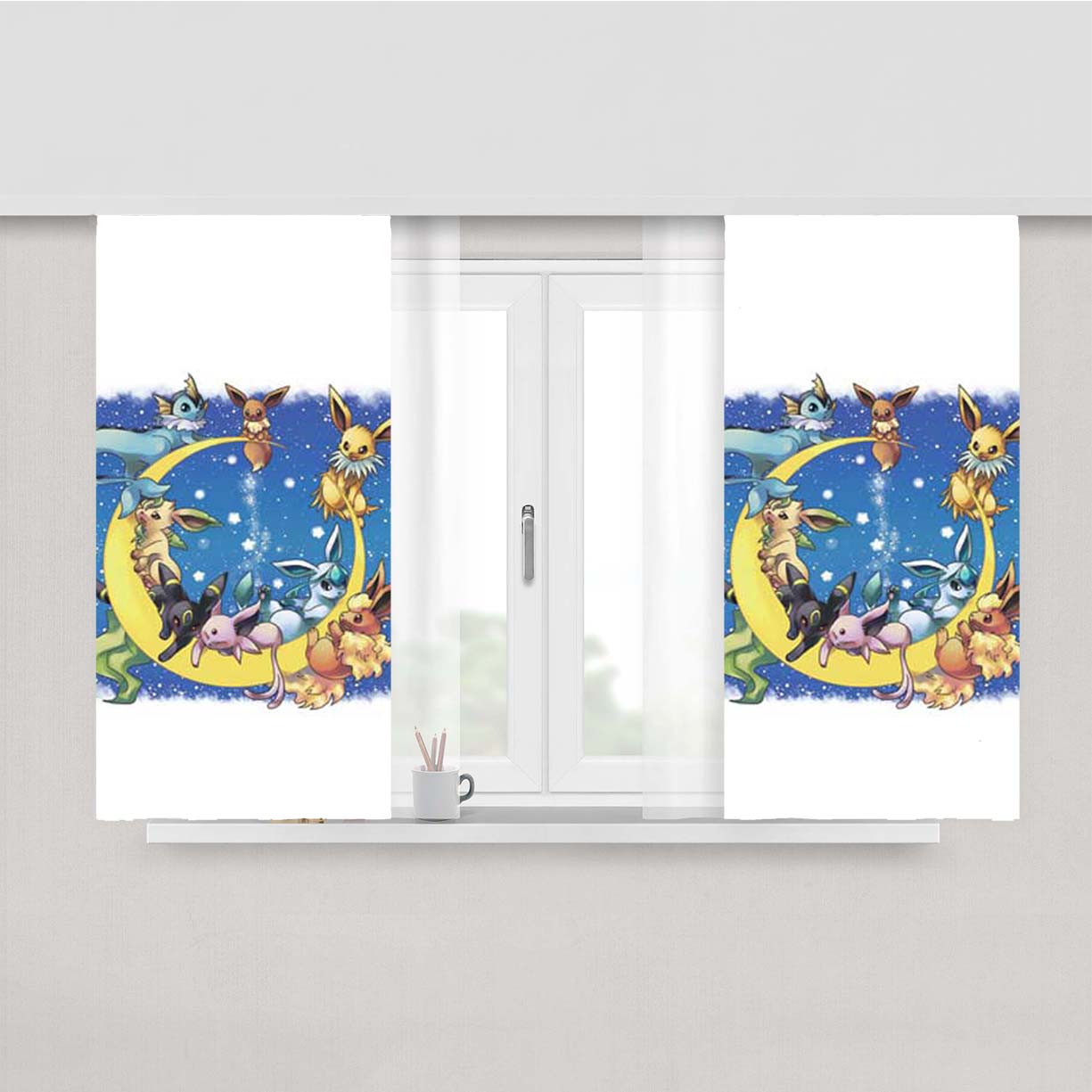 Pokemon Moon Creatures Peach Skin Window Curtains