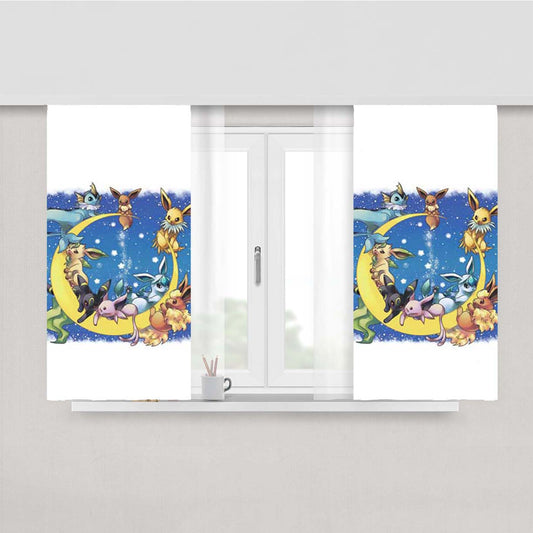 Pokemon Moon Creatures Peach Skin Window Curtains
