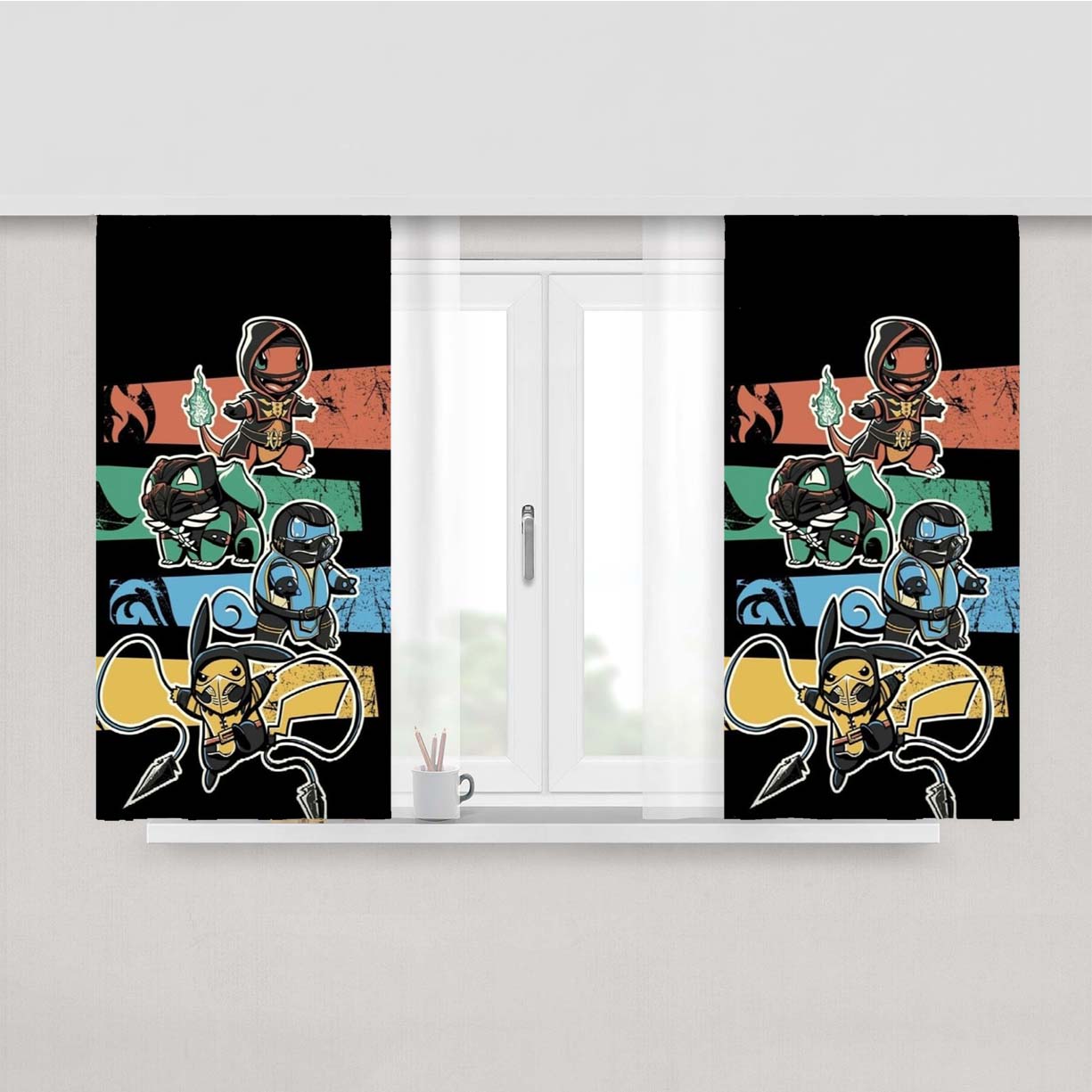 Pokemon Mortal Kombat Peach Skin Window Curtains