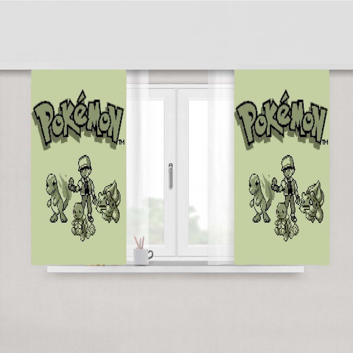Pokemon Old Retro Game Peach Skin Window Curtains