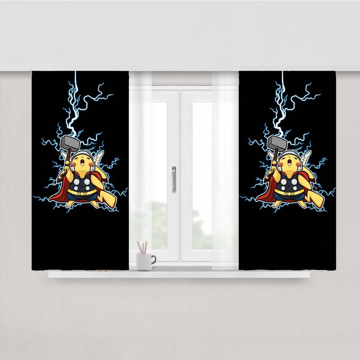 Pokemon Pikach Peach Skin Window Curtains