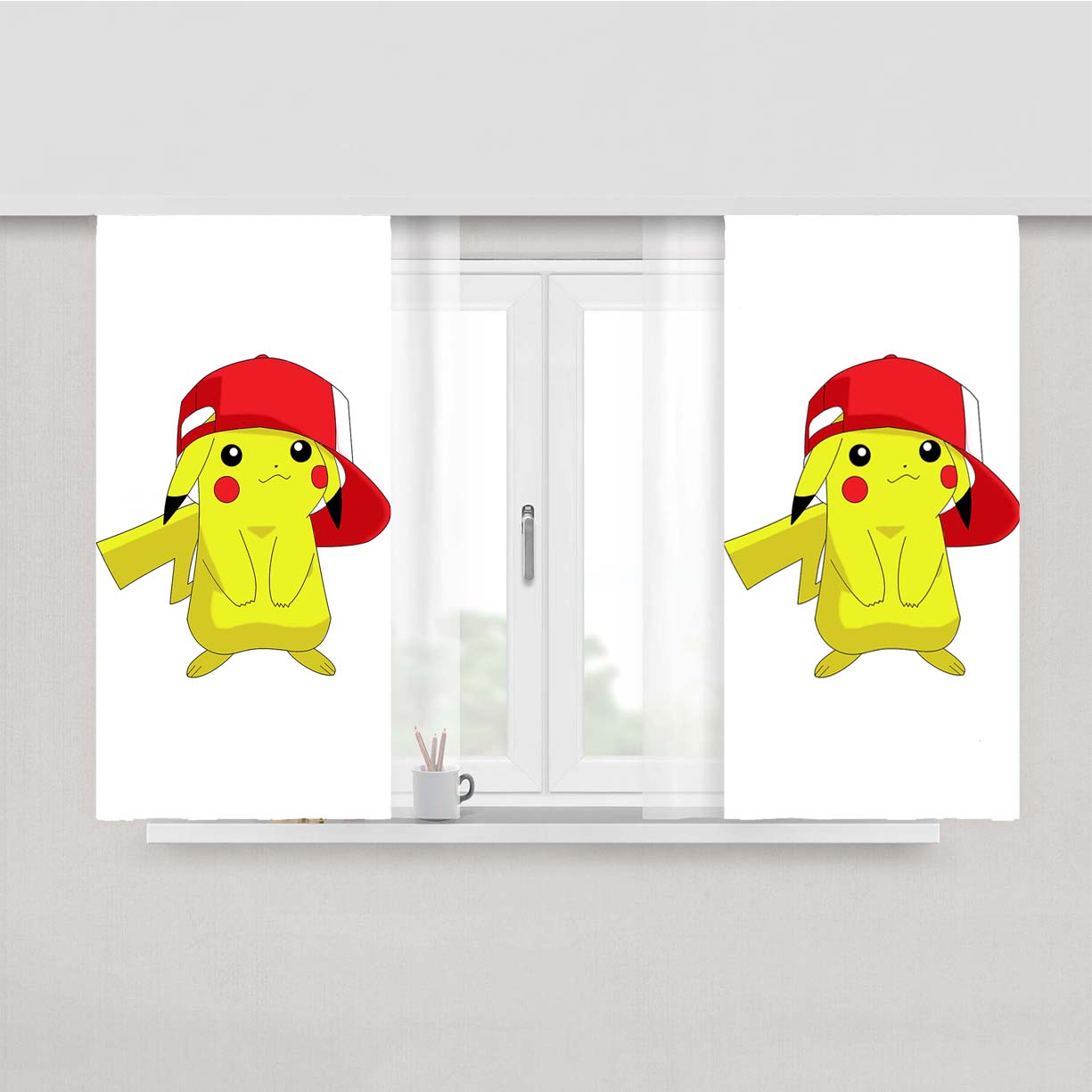 Pokemon Pikachu Peach Skin Window Curtains