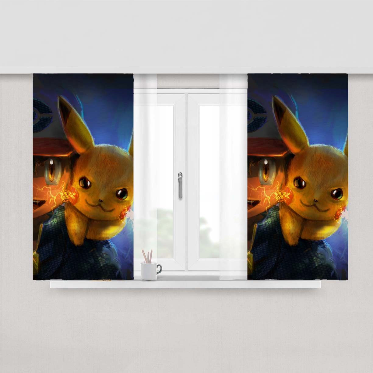 Pokemon Pikachu 4 Peach Skin Window Curtains