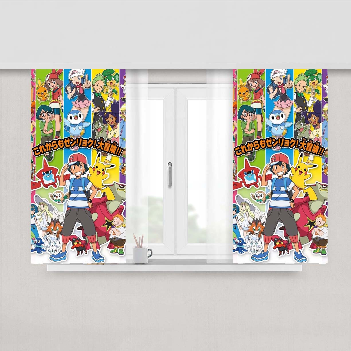 Pokemon Pikachu And Peach Skin Window Curtains