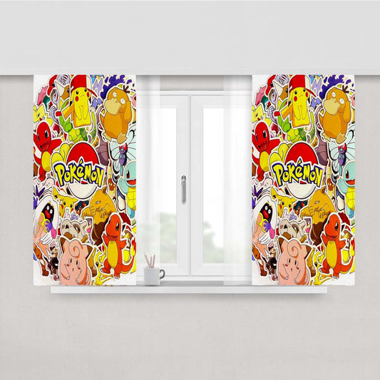 Pokemon Pikachu And All Friends Sticker Wallpaper Peach Skin Window Curtains