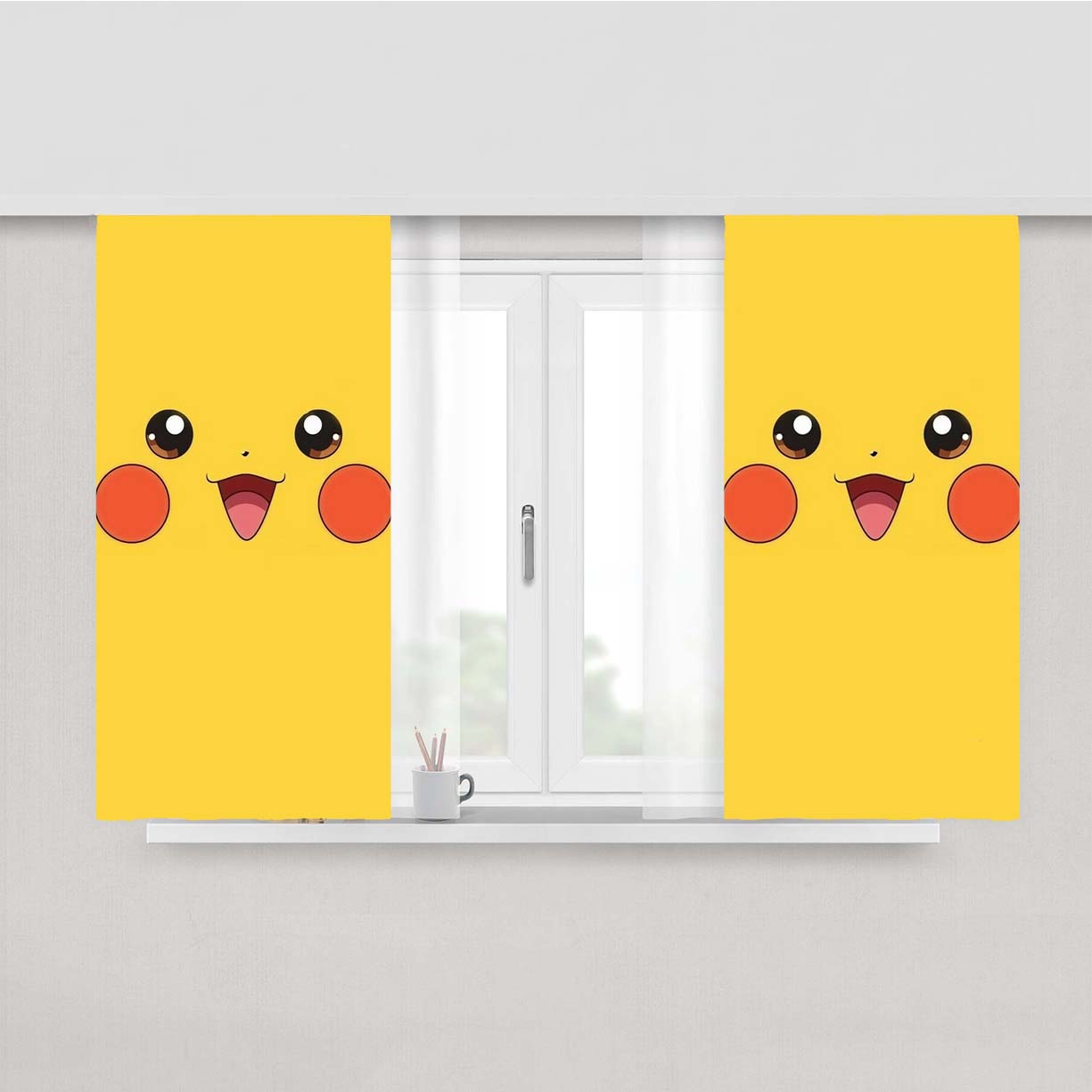 Pokemon Pikachu Face Peach Skin Window Curtains