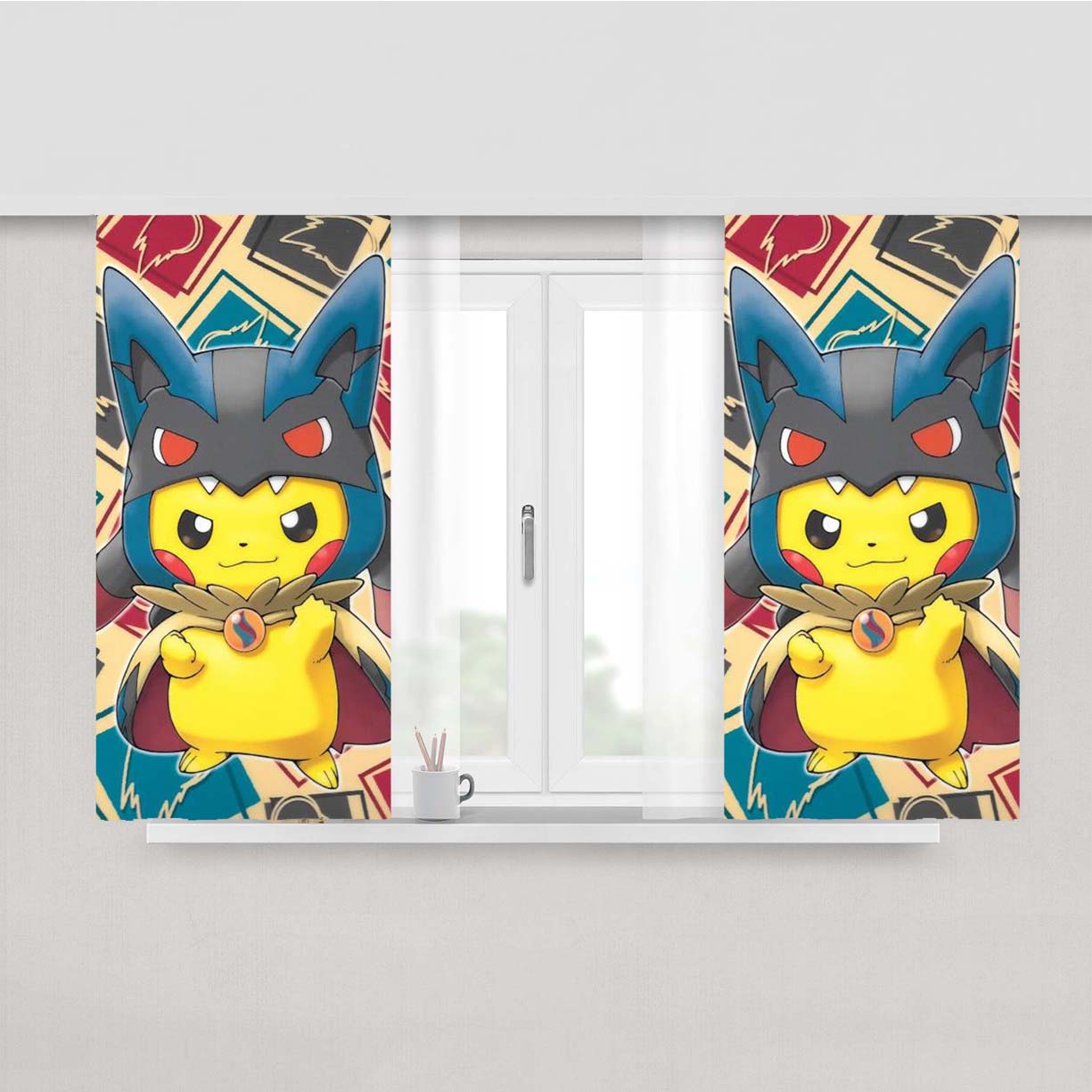 Pokemon Pikachu Funny With C Peach Skin Window Curtains