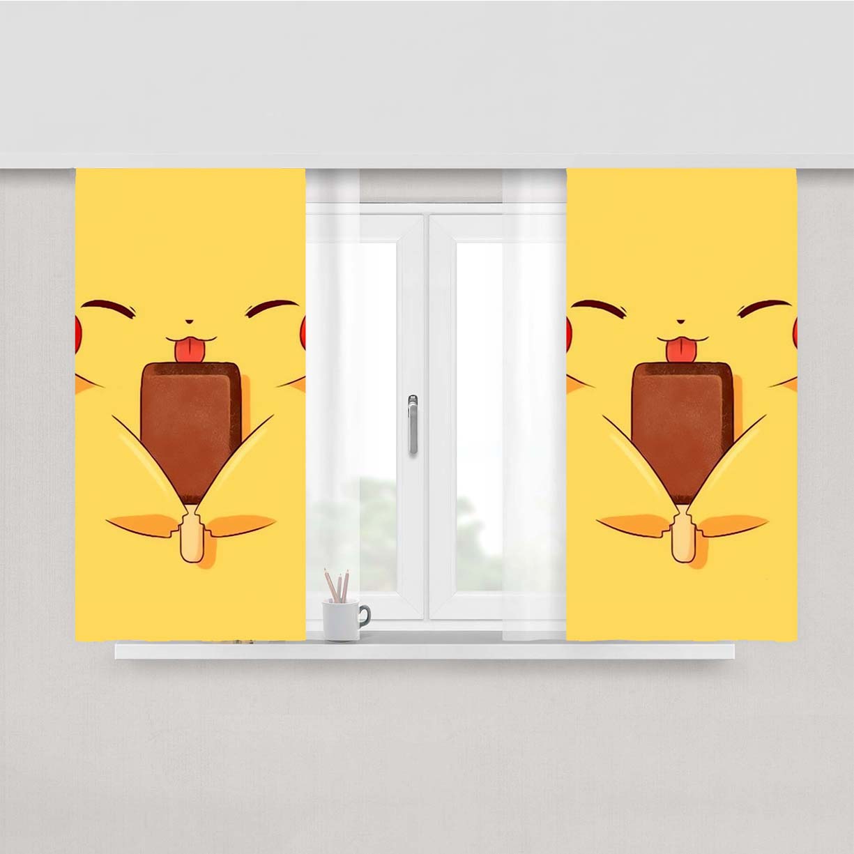 Pokemon Pikachu Happ Peach Skin Window Curtains