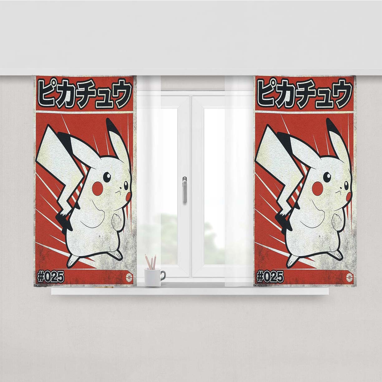 Pokemon Pikachu Japanese V Peach Skin Window Curtains