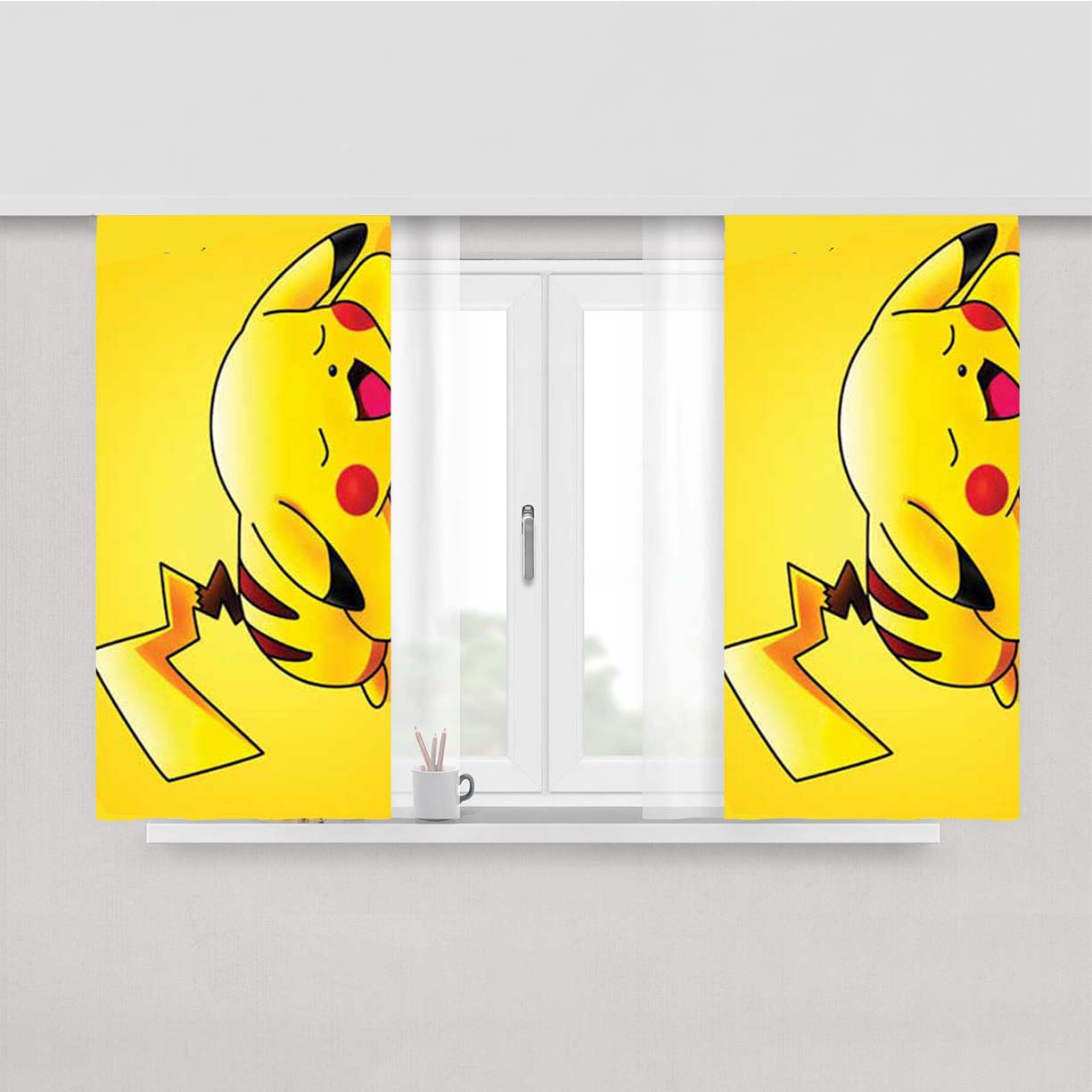 Pokemon Pikachu Sleep Peach Skin Window Curtains